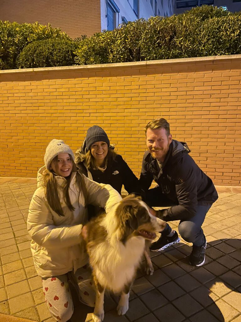 Cava, the Wirehaired Pointing Griffon, joyfully reunites with her pet parents after traveling from Australia to the USA.