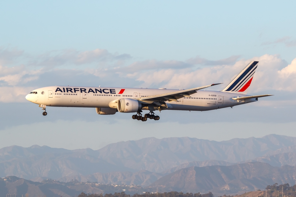 Air France aircraft in flight, representing Air France pet policies and pet travel requirements in 2026.